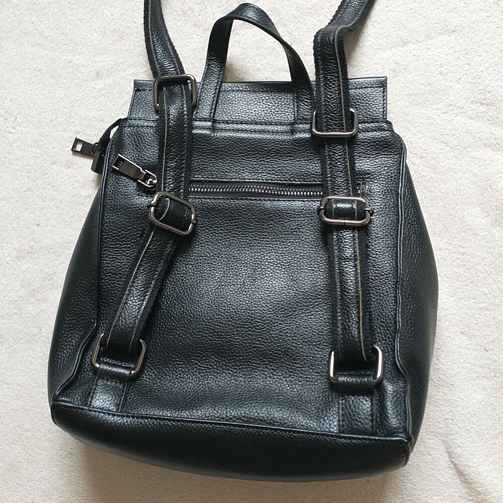 New Convertible Backpack Purse Bag Crossbody Zip Pebbled Black - Picture 6 of 10